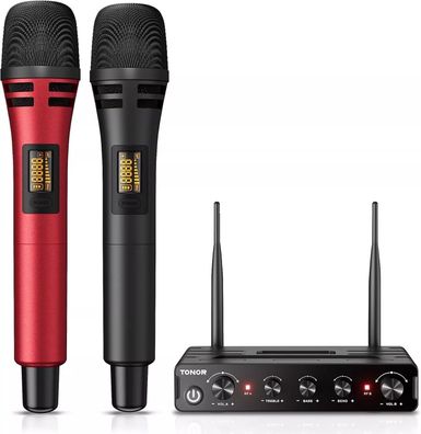 TONOR TW350 Dual UHF Funkmikrofonsystem 2 Mikrofone kabellos 60m Reichweite