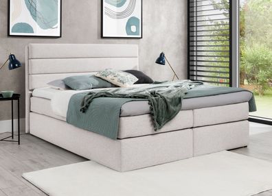 AX LIVING Boxspringbett 140x200 mit Matratze und Topper Sequoio Crème