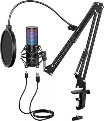 TONOR Q9S RGB USB Mikrofon Gaming Streaming Podcast PC PS5 Kondensator Mute