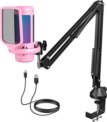 TONOR TC310 RGB-Gaming-Mikrofon mit Mikrofonarm - Perfekt für Gaming etc