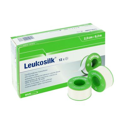 12 Stück Leukosilk 9,2 m x 2,5 cm Rollenpflaster | Fixierpflaster | PZN 04593681