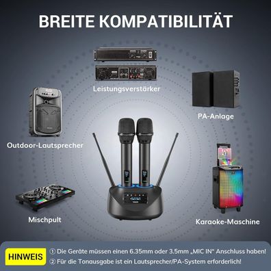 TONOR TW790 Wiederaufladbares Profi-Funkmikrofon-Set - 60m Reichweite