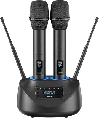 TONOR TW790 Wiederaufladbares Profi-Funkmikrofon-Set - 60m Reichweite