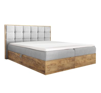 AX LIVING Boxspringbett 180x200 mit Bettkasten Vendio in Hellgrau