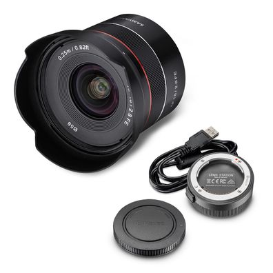 Samyang Set Objektiv AF 18mm F2.8 FE & Lens Station Vollformat APSC Sony E-Mount