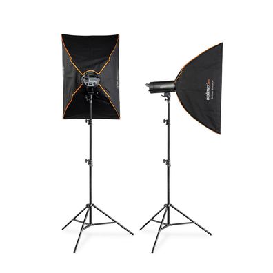 Walimex pro 2x Stager 400W HSS Studioblitz Studiolicht Softbox Lampenstativ Set