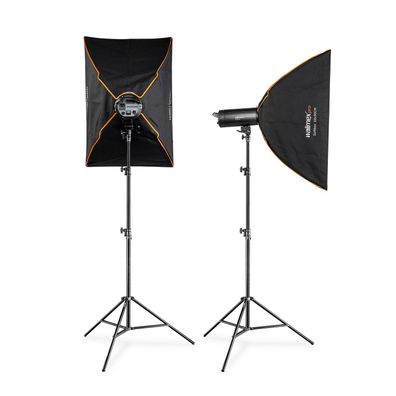 Walimex pro 2x Stager 600 HSS Studioblitz Studiolicht Softbox Lampenstativ Set
