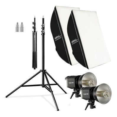 Walimex pro 2er Set 35W LED Studioleuchte 90x60cm Softbox 256cm Lampenstativ