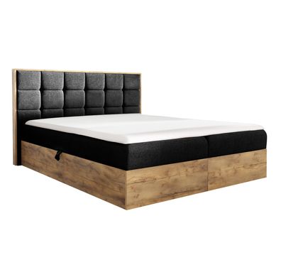 AX LIVING Boxspringbett 140x200 mit Bettkasten Vendio in Schwarz