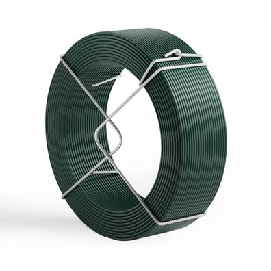 Wiltec Gartendraht grün Ø1,6mm Bindedraht 50m Stahl verzinkt PVC Pflanzendraht