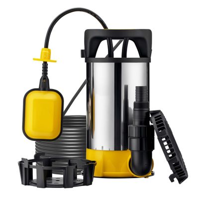 Wiltec 3in1 Flachsaugpumpe 400W Schmutzwasserpumpe 8000l/h Tauchpumpe Schwimmer