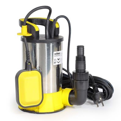Wiltec flachsaugende Tauchpumpe Schwimmer 850W Edelstahl Tiefbrunnenpumpe Pumpe