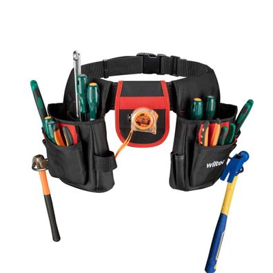 Wiltec Werkzeuggürtel 71x28cm Gürteltasche 17 Fächer Werkzeug Tasche