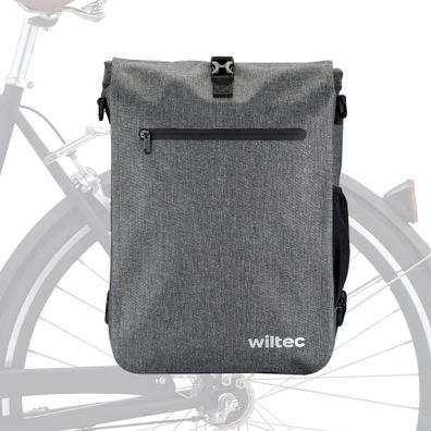 Wiltec Gepäckträgertasche grau 25l Fahrradtasche Rucksack Gepäcktasche