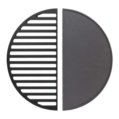 Wiltec 2x Gusseisen Grillrost und Grillplatte Grill Rost Grillzubehör BBQ Gussrost