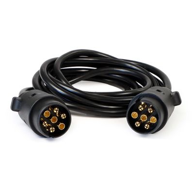 Wiltec 7-poliges Verlängerungskabel 3m Anhängerkabel PVC Elektrokabel 2 Stecker