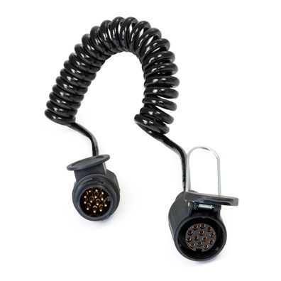 Wiltec 13-poliges Spiralkabel 3m Anhängerkabel PVC Stecker Verlängerungskabel