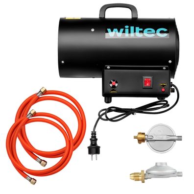 Wiltec Gasheizgebläse 15kW Heizkanone 30W Gasdruckminderer UK 700mbar Gasheizer