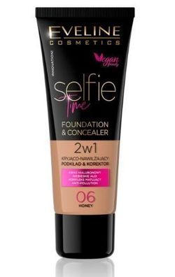 Eveline Selbstzeit 2-in-1 Foundation und Concealer Honig 06 - 30 ml