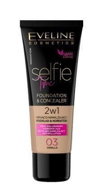Eveline 2-in-1 Foundation-Concealer - 30 ml, Farbton 03 Vanille, Hochdeckendes Make-u