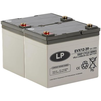 2x Landport LP EVX12039 12V 39Ah Deep-Cycle AGM-GEL Batterie
