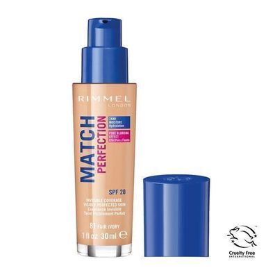 Rimmel Match Perfection Foundation - Anpassendes Make-up 081 Fair Ivory SPF20, 3