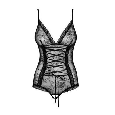 Verfuehrerischer Teddy Body aus Spitze in Schwarz, Groesse S/M