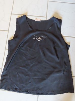 T-Shirt Top mit aufgeklebten Steinen schwarz breite Träger Gr. 42 Sommermann