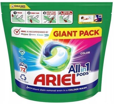 Ariel Alles-in-1 Waschmittel-Pods, Farbschutz, 72 Kapseln