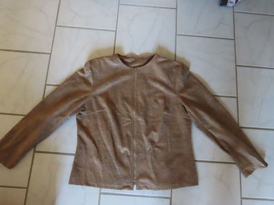 Jacke Lederoptik braun kleine schwarze Punkte Reißverschluß Gr.44