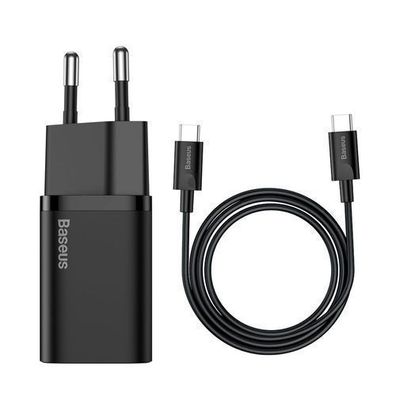 Baseus Super Si 25W Schnellladegeraet mit 1m USB-C Kabel, Quick Charge 3.0 & Powe