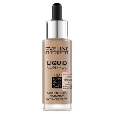 Eveline Cosmetics Liquid Control HD Foundation mit Niacinamid, Mattierend, Farbt