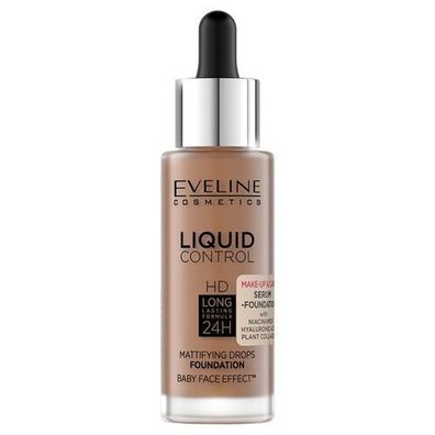 Eveline Cosmetics Liquid Control HD Foundation mit Niacinamid, Farbton 065 Toffe
