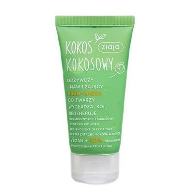 Ziaja Kokosnuss Intensiv-Pflegecreme-Maske fuer Gesichtshydratation, 50 ml