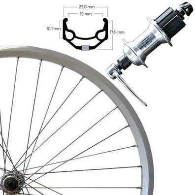Hinterrad 26", CS-9-SS, silber, SE ZAC 19, Aluminium, ALU-NF, Schnellspanner