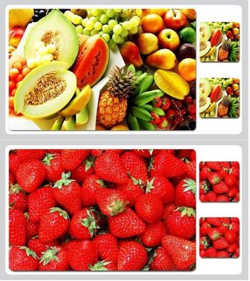 TischSet 3 D Früchte Erdbeeren Platzset 6erSet Platzdeckchen Poster Obst Frucht