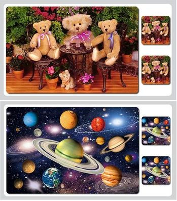 TischSet 3D Teddy Bären Weltall Platzset 6erSet Platzdeckchen Poster Bärchen Weltraum