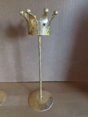 Teelichthalter gold/gelb Krone mit Sternen ca. 25,5 cm hoch