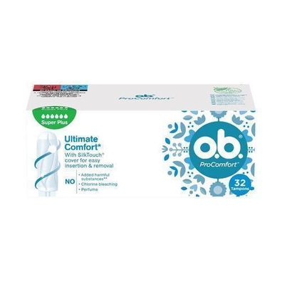 O.B. ProComfort Tampons Super Plus, 32 Stueck - Sicherer Schutz & Bequemer Komfor