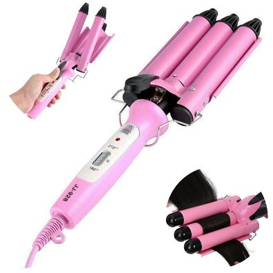 Damen Lockenstab 3 Fässer Welleneisen Lockenwickler Schnelles Styling Werkzeug