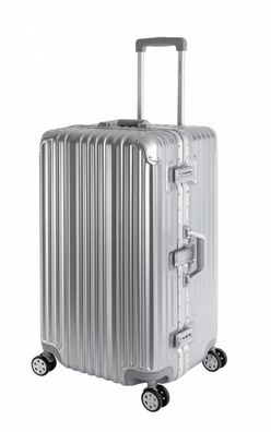 XL Reisekoffer Trolley Alu-Rahmen Hartschale TSA Travelhouse London Trunk - Silber