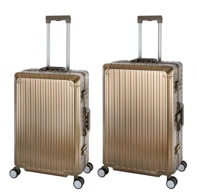 Aluminium Reisekoffer Gepäck-Set, Travelhouse® Tokyo M+L - Champagner