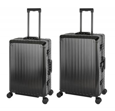 Aluminium Reisekoffer Gepäck-Set, Travelhouse® Tokyo M+L - Schwarz