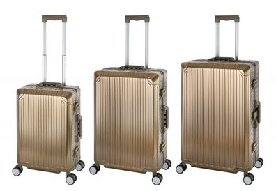 Aluminium Reisekoffer Gepäck-Set, Travelhouse® Tokyo S+M+L - Champagner