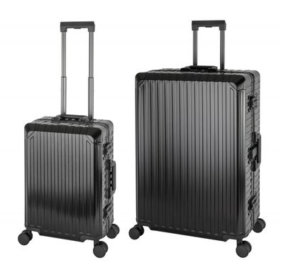 Aluminium Reisekoffer Gepäck-Set, Travelhouse® Tokyo S+XL - Schwarz