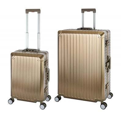 Aluminium Reisekoffer Gepäck-Set, Travelhouse® Tokyo S+XL - Champagner