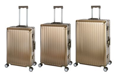 Aluminium Reisekoffer Gepäck-Set, Travelhouse® Tokyo S+M+XL - Champagner
