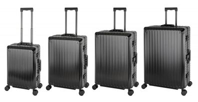Aluminium Reisekoffer Gepäck-Set, Travelhouse® Tokyo S+M+L+XL - Schwarz