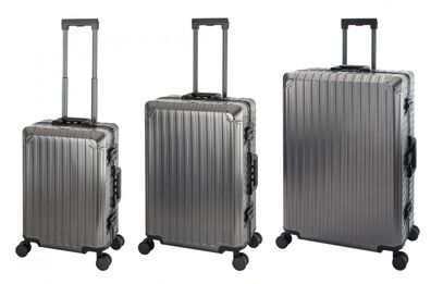 TOKYO ALU - Trolley mit - Rollen - Aluminium Hartschale - Reisekoffer Set S+M+XL