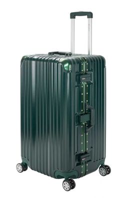 XL Koffer 110L Trolley Alu-Rahmen Polycarbonat Hartschale TSA Travelhouse London Grün